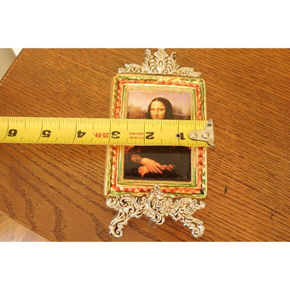 Mona Lisa Frame Glass Blown Large Ornament Gold Ornate Art Da Vinci - Picture 8 of 9